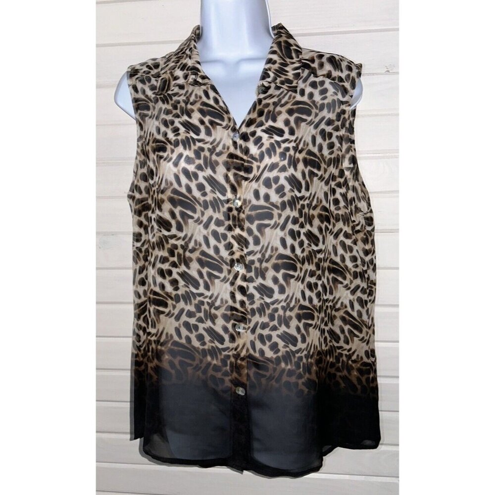 Chicos Sz 1 (MEDIUM) Animal Illusion Allen II Shirt Tunic Sleeveless Ombre EUC
